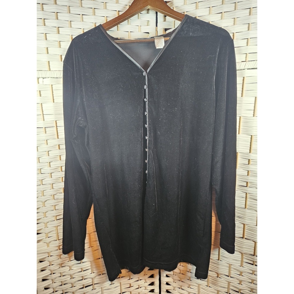 Jacqueline Ferrar Black Velvet Tunic Top Stretch Holiday Plus Size 18W